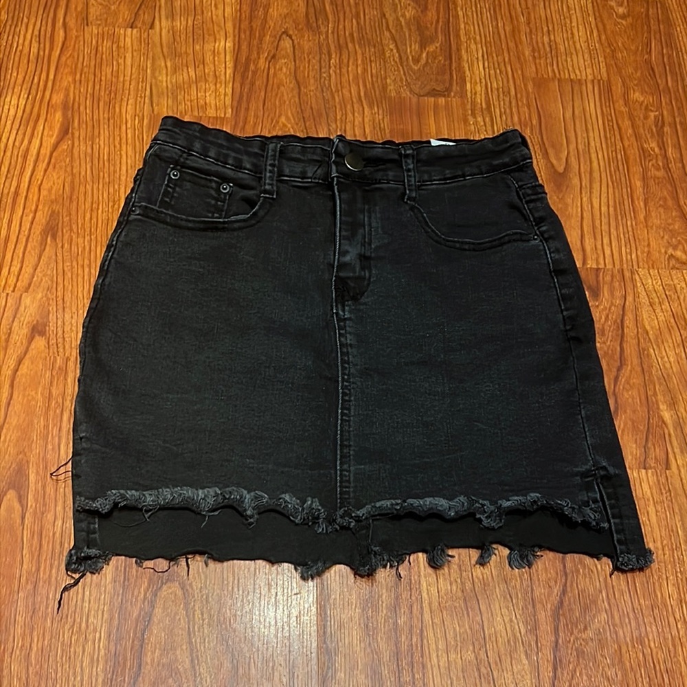 Black denim skirt